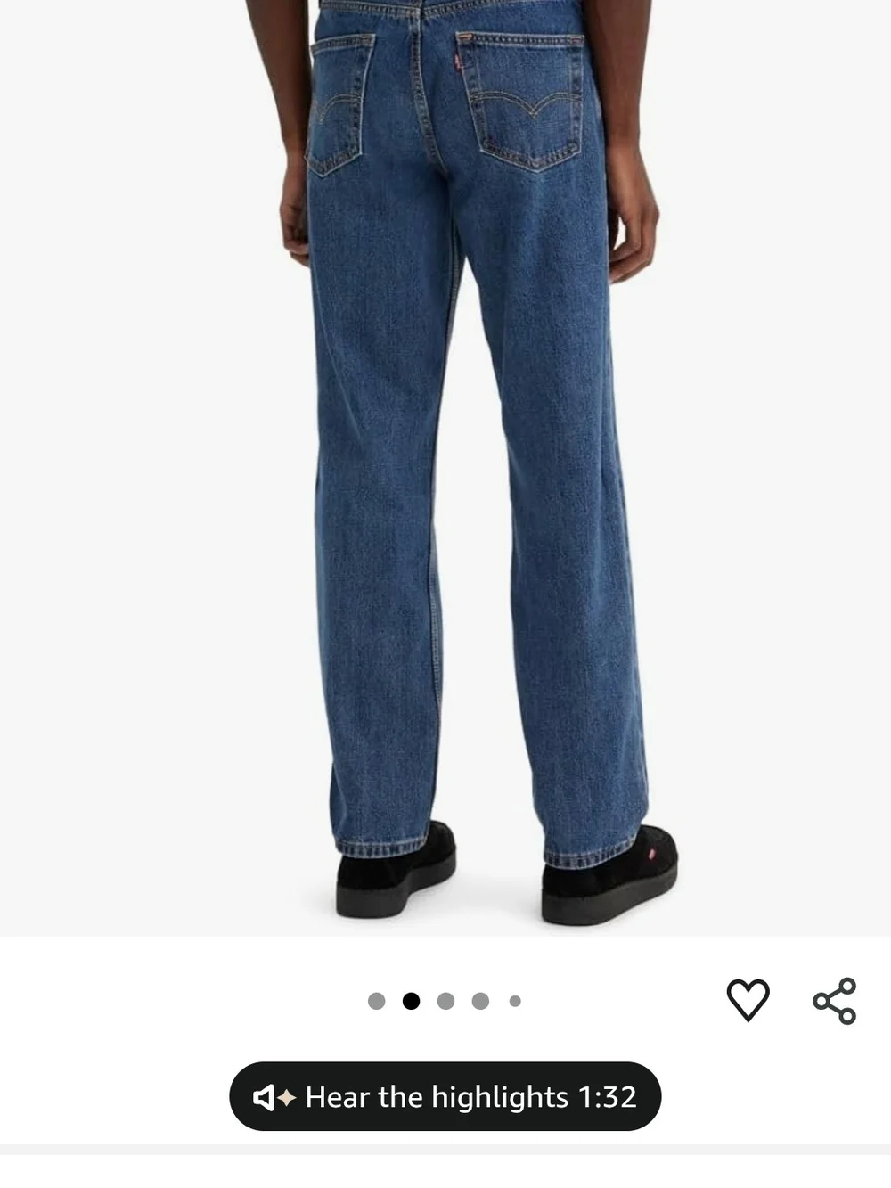 NEW mens Levi's 505 Regular Dark Stonewash Relaxed Fit Men's Jeans - Blue 32x34